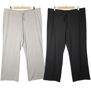 Quince Flowknit Wide Leg Pants Women's Size XL Black Grey Set Of 2 Lot Bundle